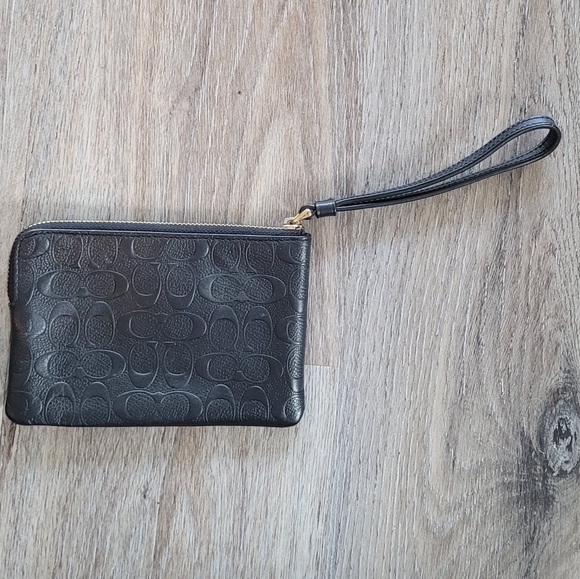 Coach Black Embossed Leather Wristlet - Picture 2 of 8